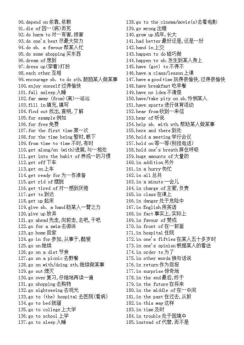 高中英语2023高考必背短语汇总（共336条）第2页