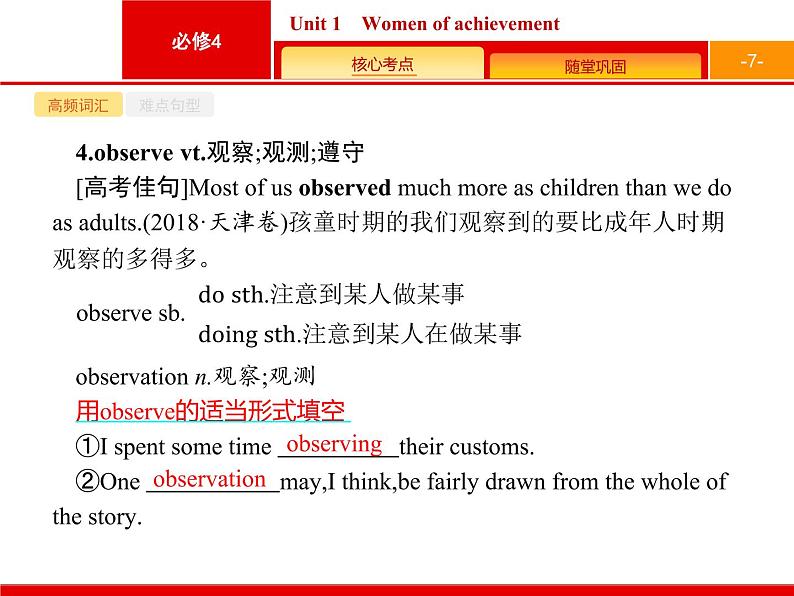 高中英语高考Unit 1　Women of achievement课件PPT第7页