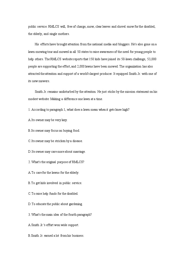 高中英语高考2020年高考英语终极冲刺卷 全国卷（一）第3页