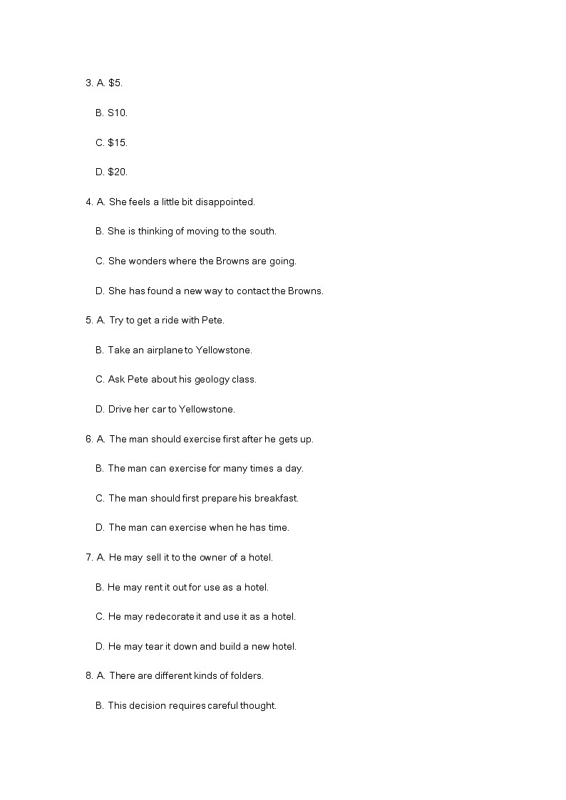 2023届上海市奉贤区高三英语一模试卷及答案（不含听力原文）02