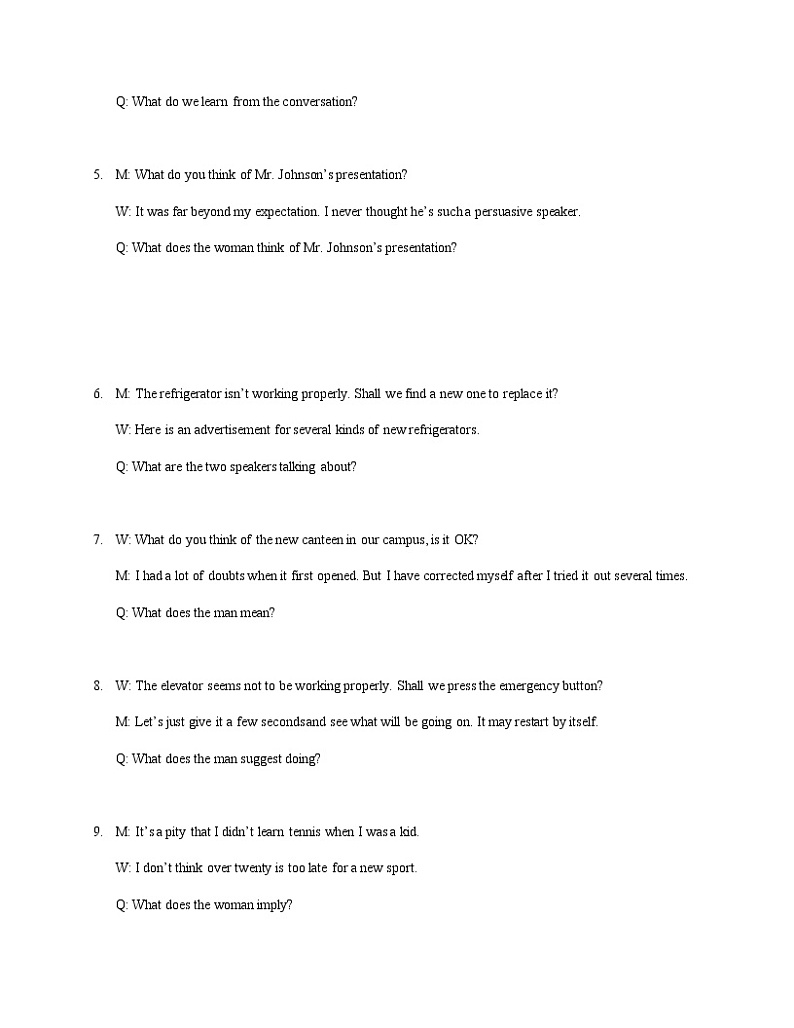 2023届上海市闵行区高三一模英语试题录音文字第2页