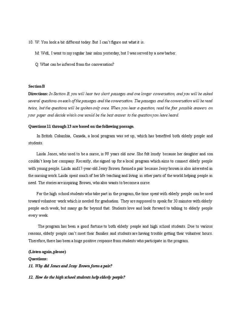 2023届上海市闵行区高三一模英语试题录音文字第3页