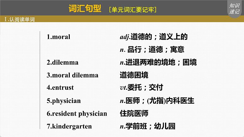 高考英语一轮复习课件  第1部分 教材知识解读 必修第3册 Unit 2   Morals and Virtues07