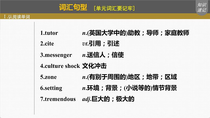 高考英语一轮复习课件  第1部分 教材知识解读 选择性必修第2册 Unit 2   Bridging Cultures06