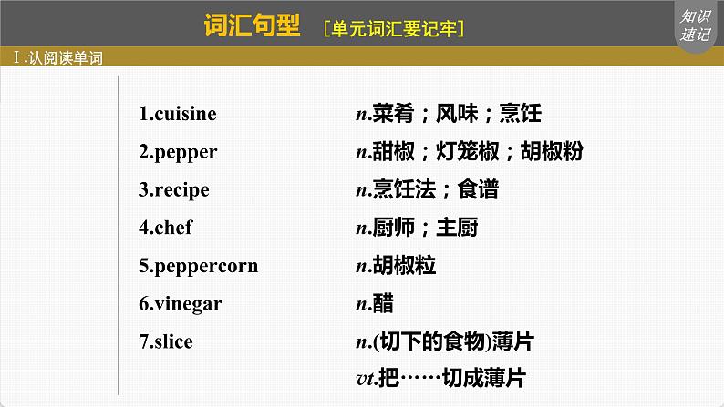 高考英语一轮复习课件  第1部分 教材知识解读 选择性必修第2册 Unit 3   Food and Culture第7页