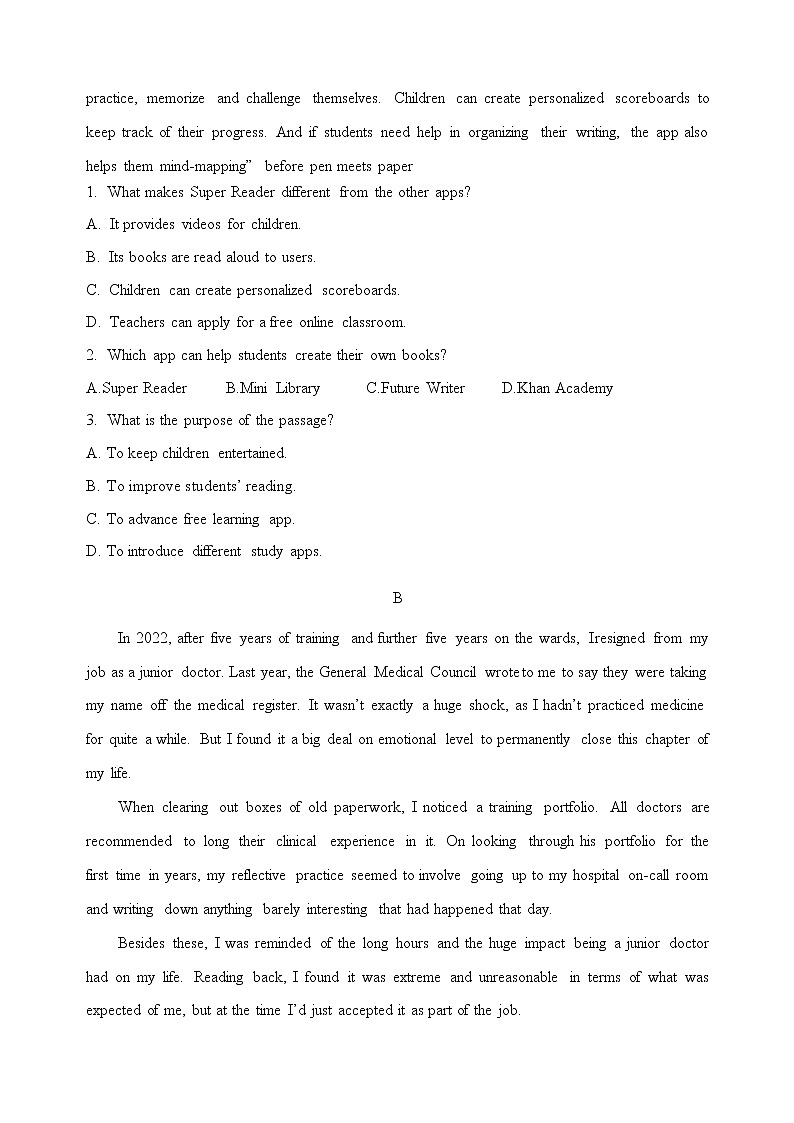 2022-2023学年广东省深圳中学高三上学期第二次阶段测试英语试题第2页