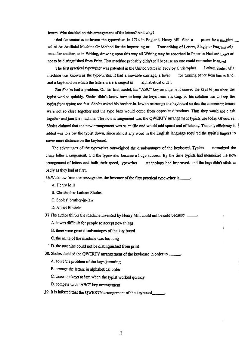 天津市第二十中学2022-2023学年高一下学期第一次统练英语试题03