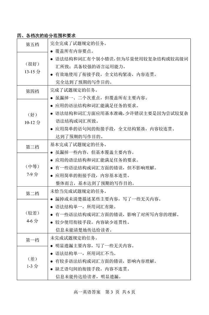 高一英语答案第3页