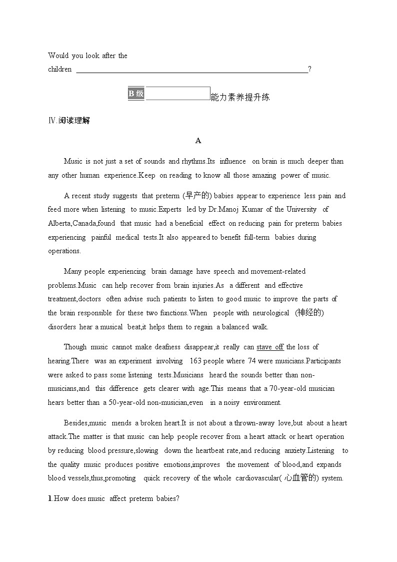 人教版高中英语必修第二册UNIT 5 Section A Listening and Speaking & Reading and Thinking习题含答案第3页