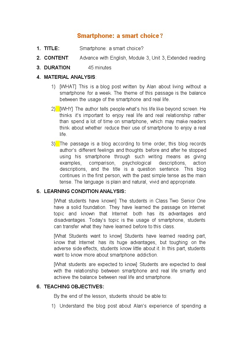 Unit 3 Extended Reading Smartphone a smart choice 教学设计-2022-2023学年高中英语牛津译林版（2020）必修第三册第1页