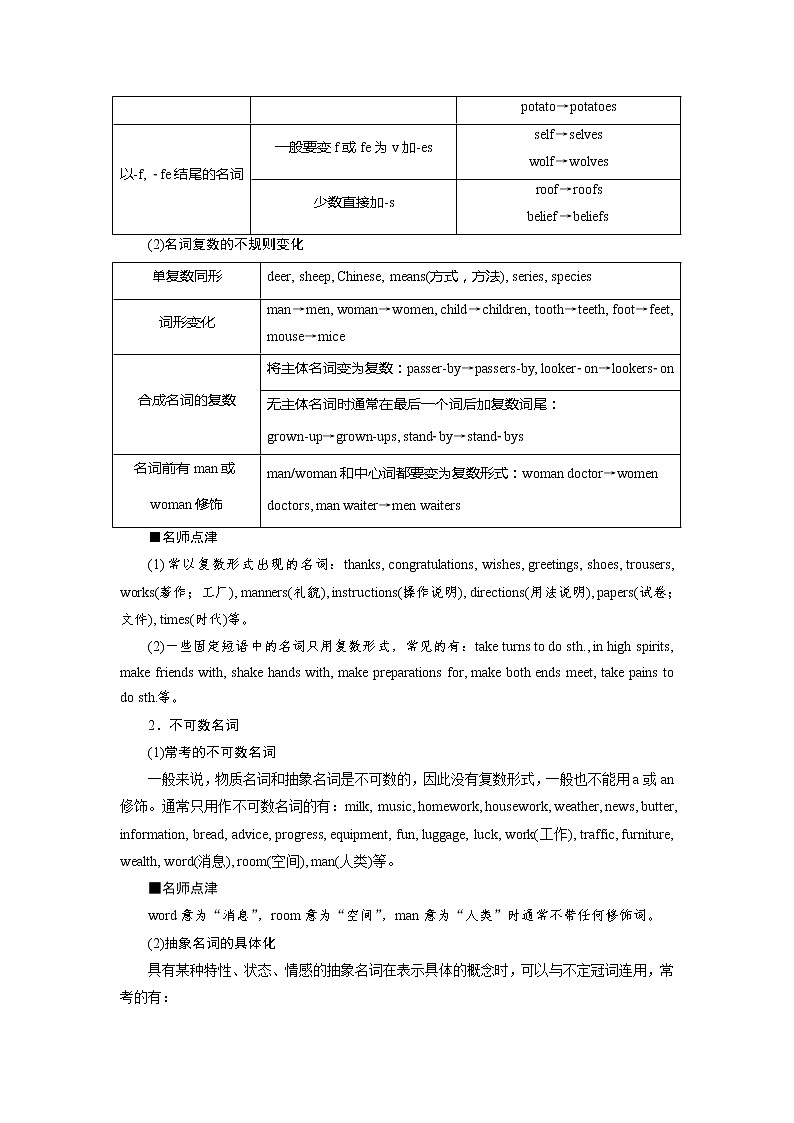 高中英语高考1 第一讲　名　词第3页