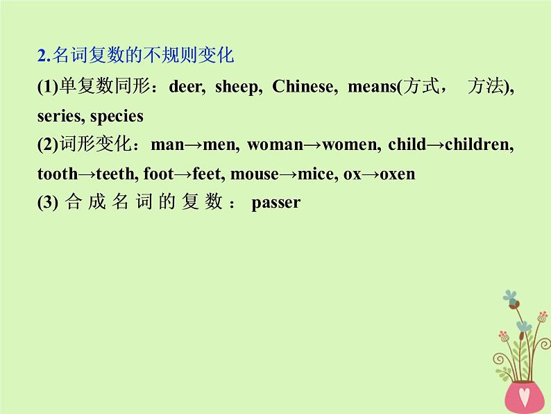 高中英语高考2019年高考英语一轮复习语法专项突破第一讲名词和冠词课件新人教版06