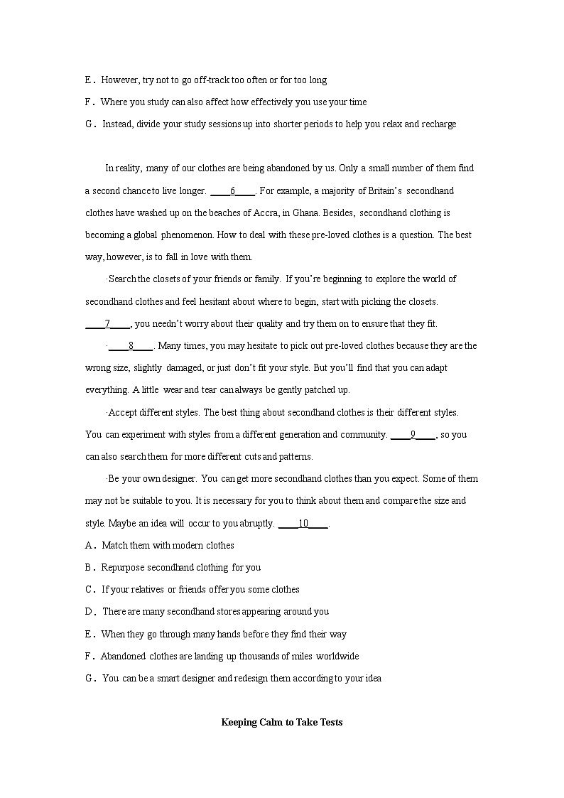 高考英语七选五专项训练02