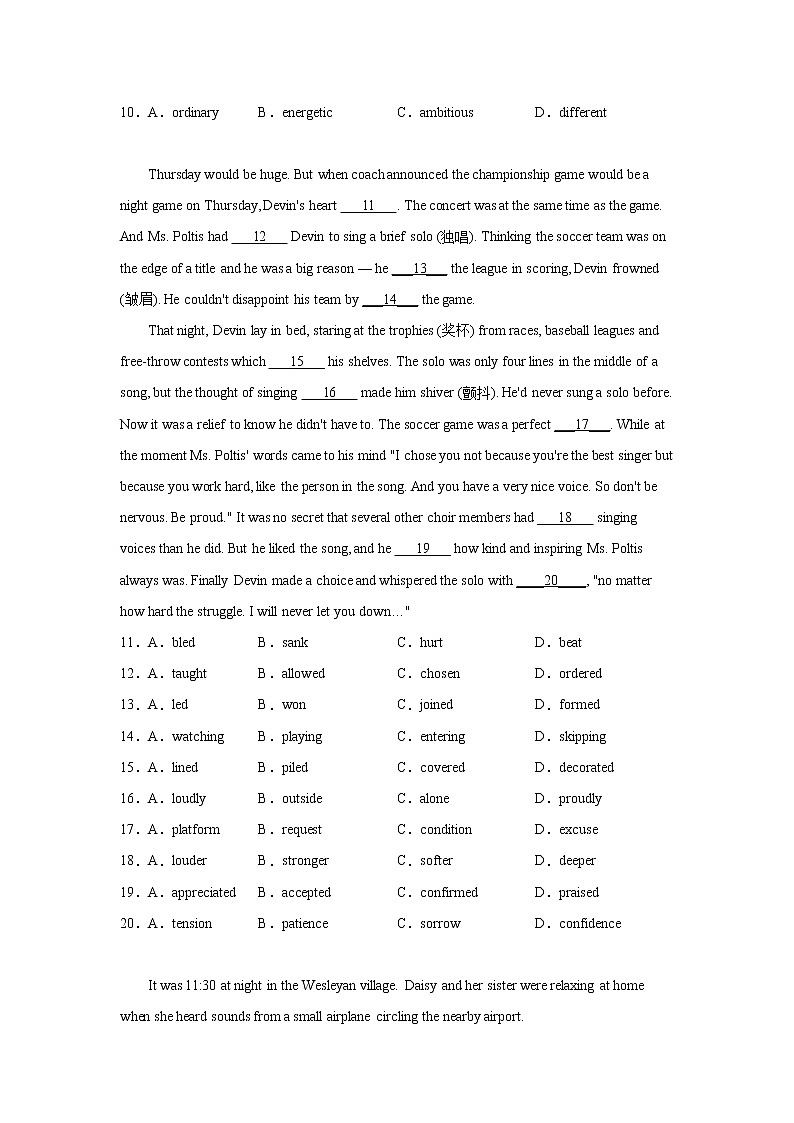 北京高考英语完形填空专项训练02