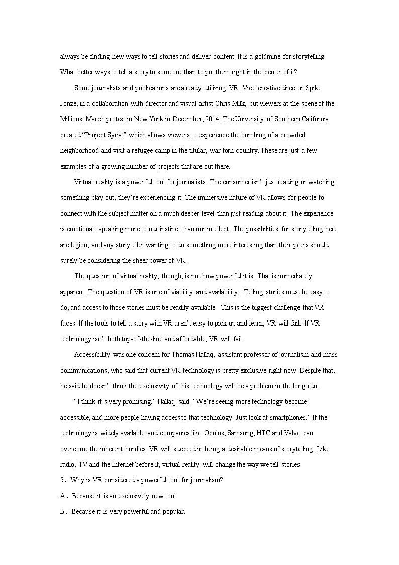 北京高考英语阅读理解专项训练第3页