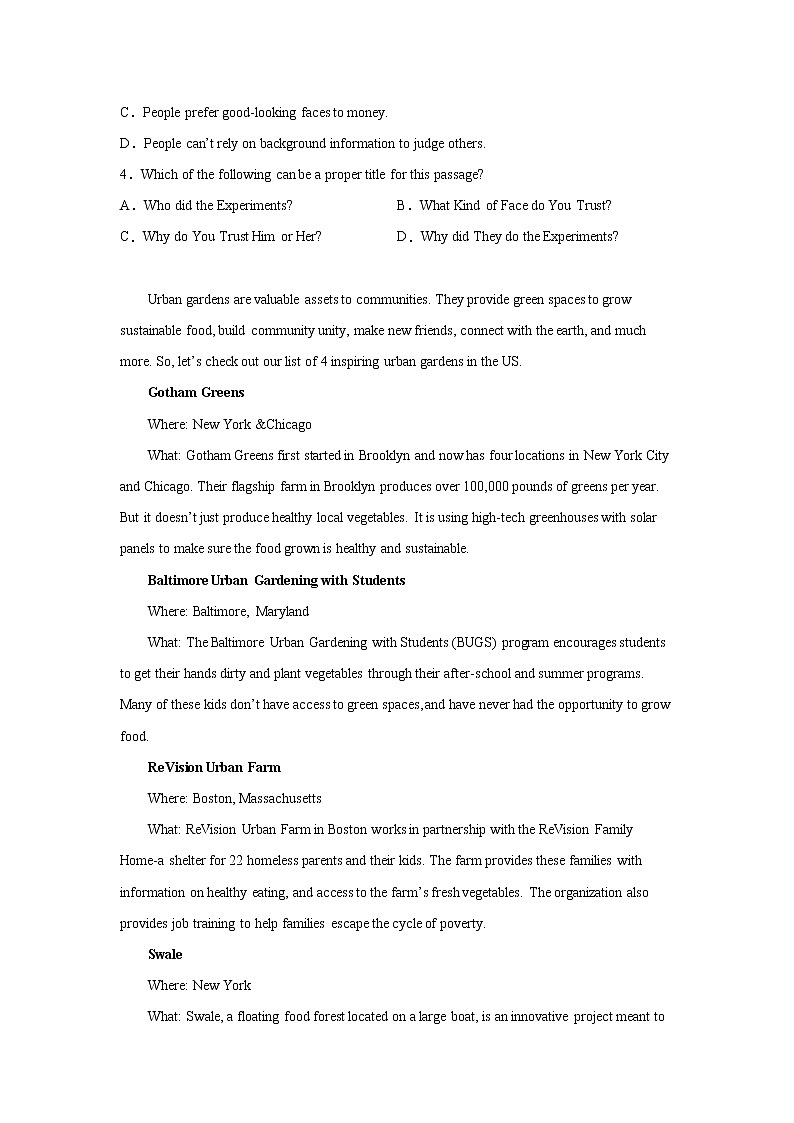 湖北高考英语阅读理解训练题02