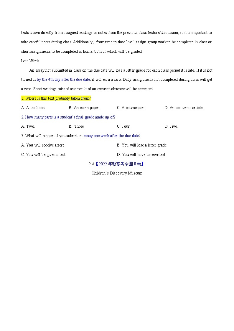 高考英语阅读精品套装（一讲双练） 考点2--细节理解之数字计算题（实战练）02