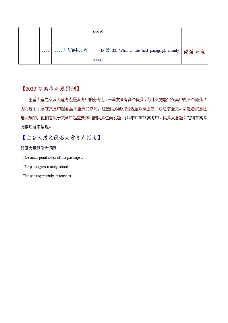 考点4--主旨要义之段落大意（技巧梳理）（教师版）第2页