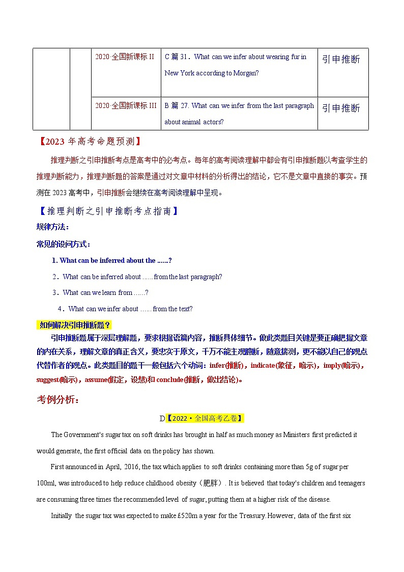 高考英语阅读精品套装（一讲双练） 考点11--推理判断之引申推断（技巧梳理）03