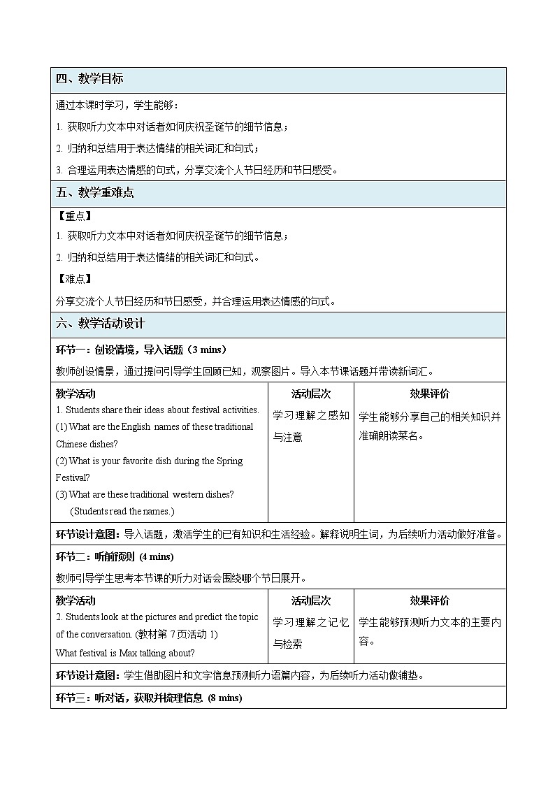 Unit 1 Festivals and Celebrations  Listening and Talking示范课教案【英语人教必修第三册】第2页