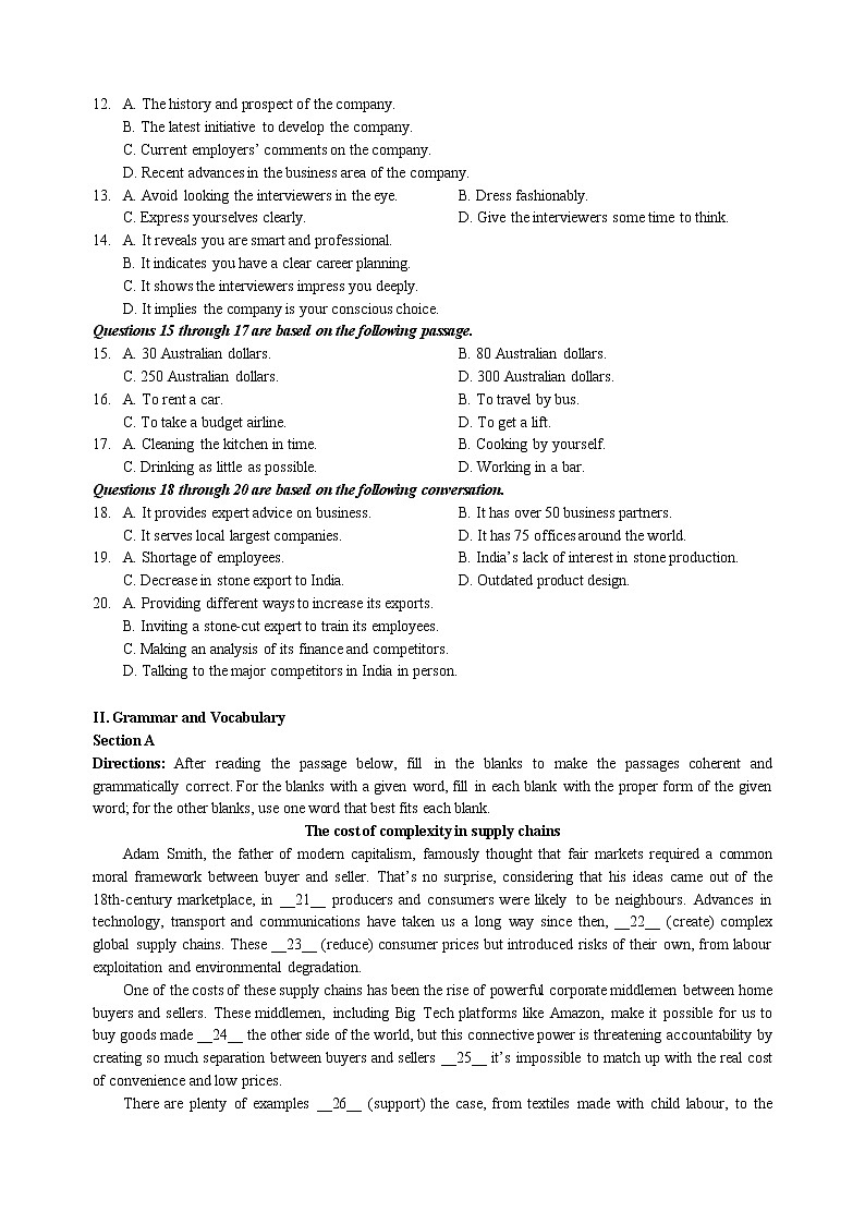 2023届上海市黄浦区高三下学期二模英语试卷(含答案)02