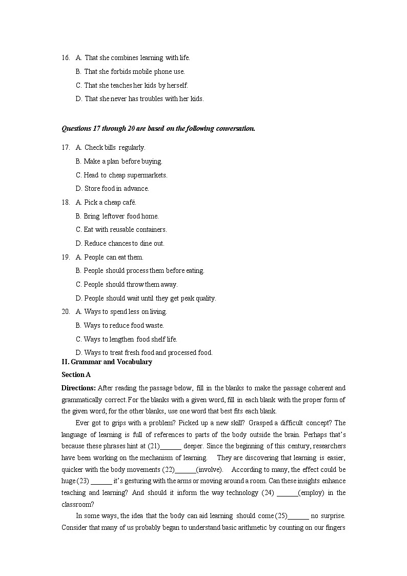 2023届上海市静安区高三下学期二模英语试卷(含答案)03