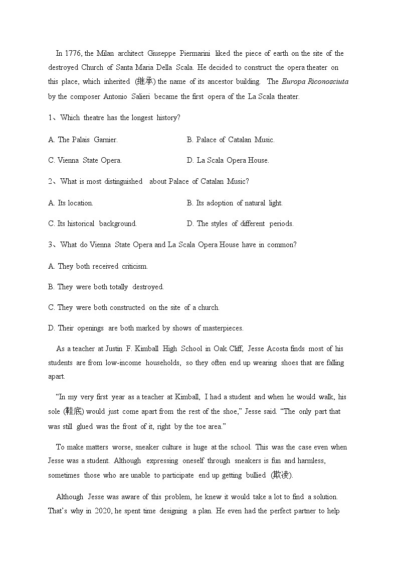 2022-2023学年河北省高三下学期全过程纵向评价（月考）英语试卷含解析第2页