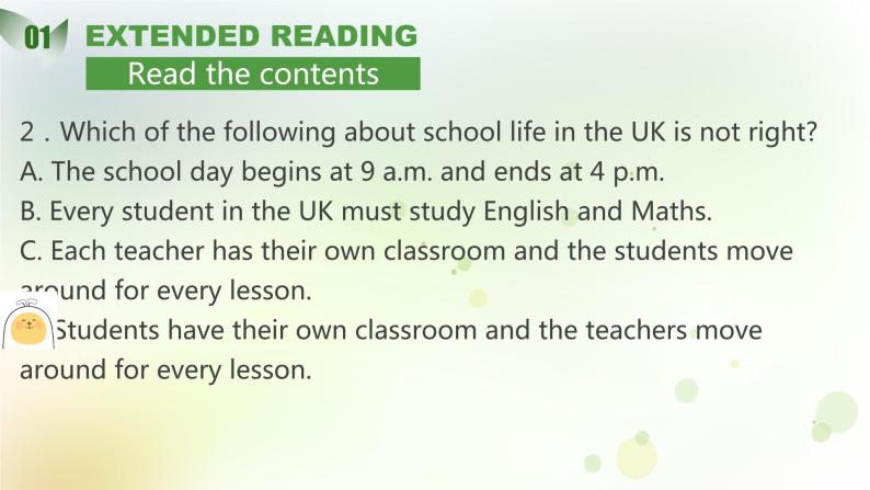 Unit 1 Back to school extending reading&project 牛津译林版课件PPT05