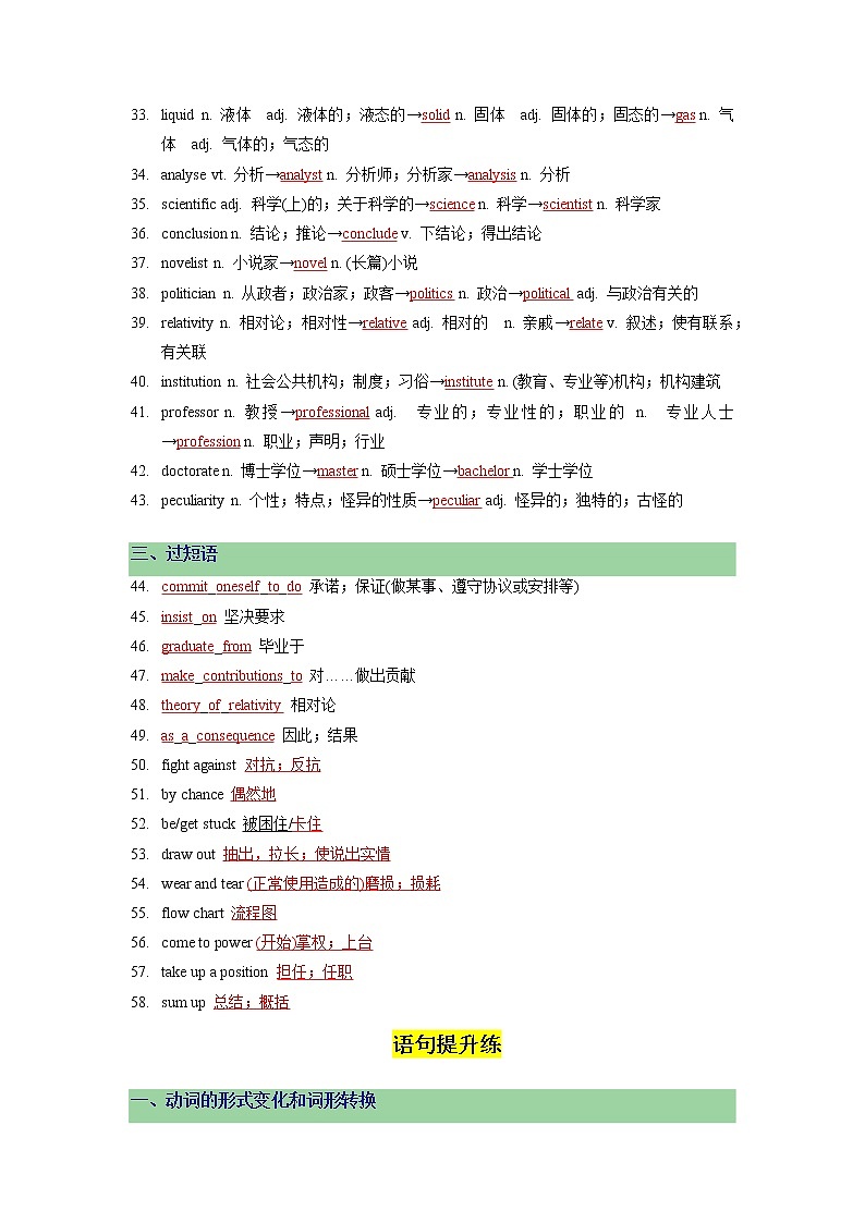 Unit 1 People of Achievement单元分层练习【过习题】-2022-2023学年高二英语单元复习（人教版2019选择性必修第一册）02