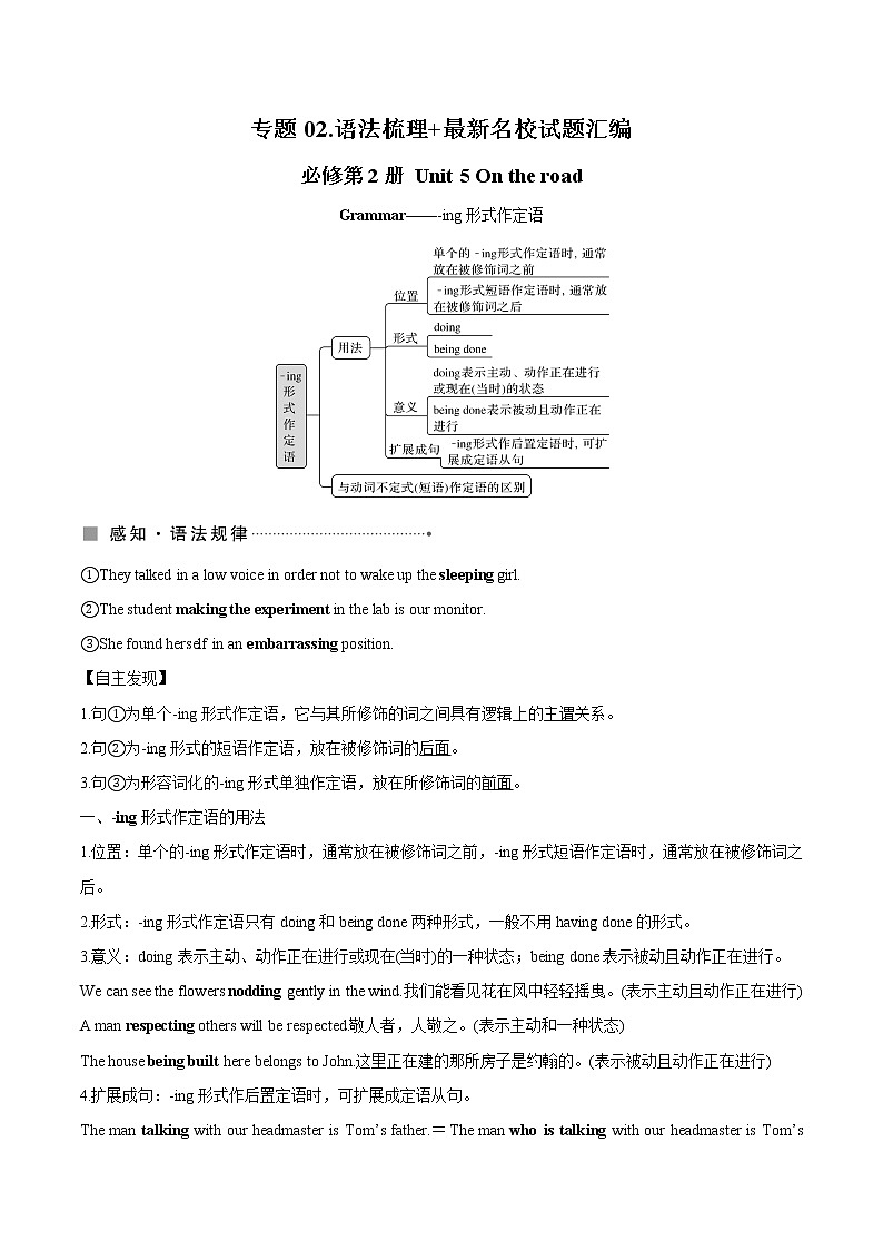 专题02.语法梳理+最新名校试题汇编（学生版）-2022-2023学年高一英语下学期期中考点大串讲（外研版2019）第1页