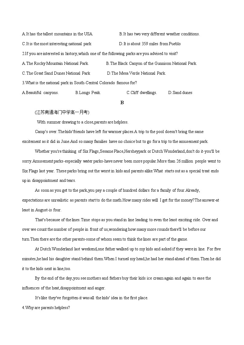 Unit 3 Fascinating Parks B卷·能力提升练 -【单元测试】2022-2023学年高二英语分层训练AB卷（人教版2019选择性必修第一册）02