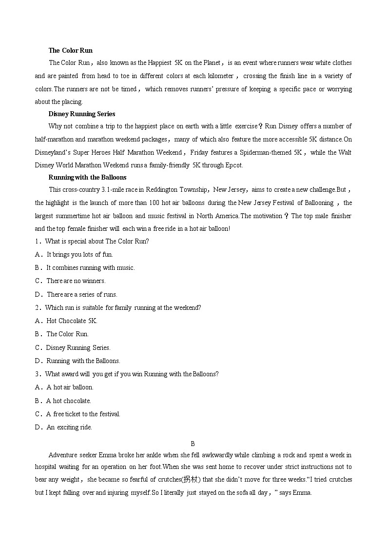 Unit2 Sports Culture（B卷·能力提升练）-【单元测试】2022-2023学年高二英语分层训练AB卷（译林版选择性必修第二册）（原卷版）第3页