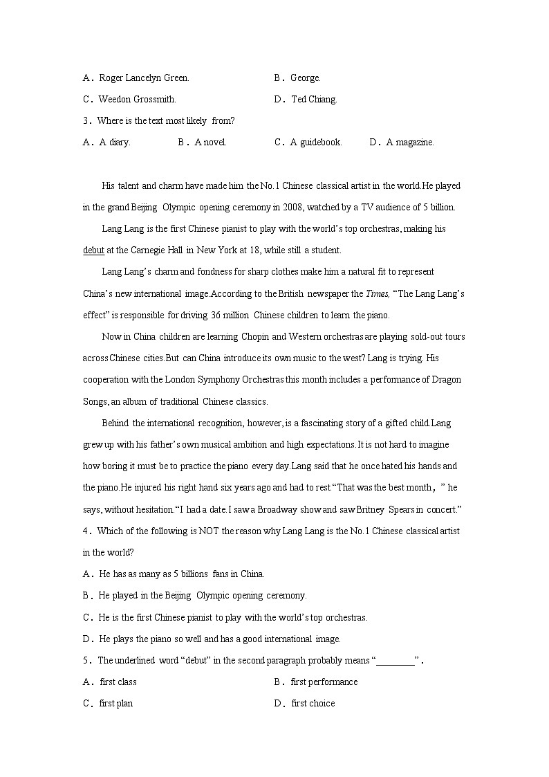 高考英语阅读理解专项训练02