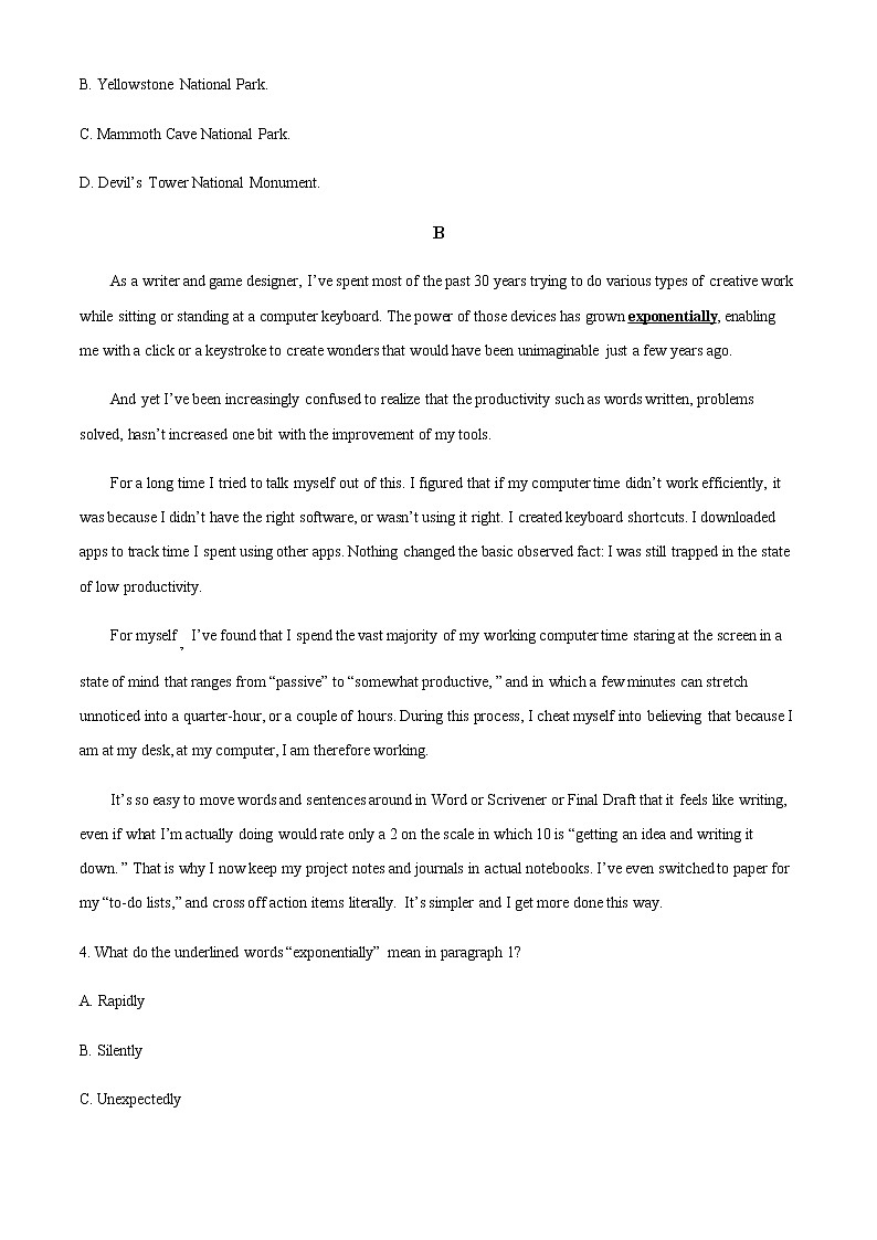 2023届湖南省岳阳市高三下学期3月教学质量监测（二）英语试题含解析03