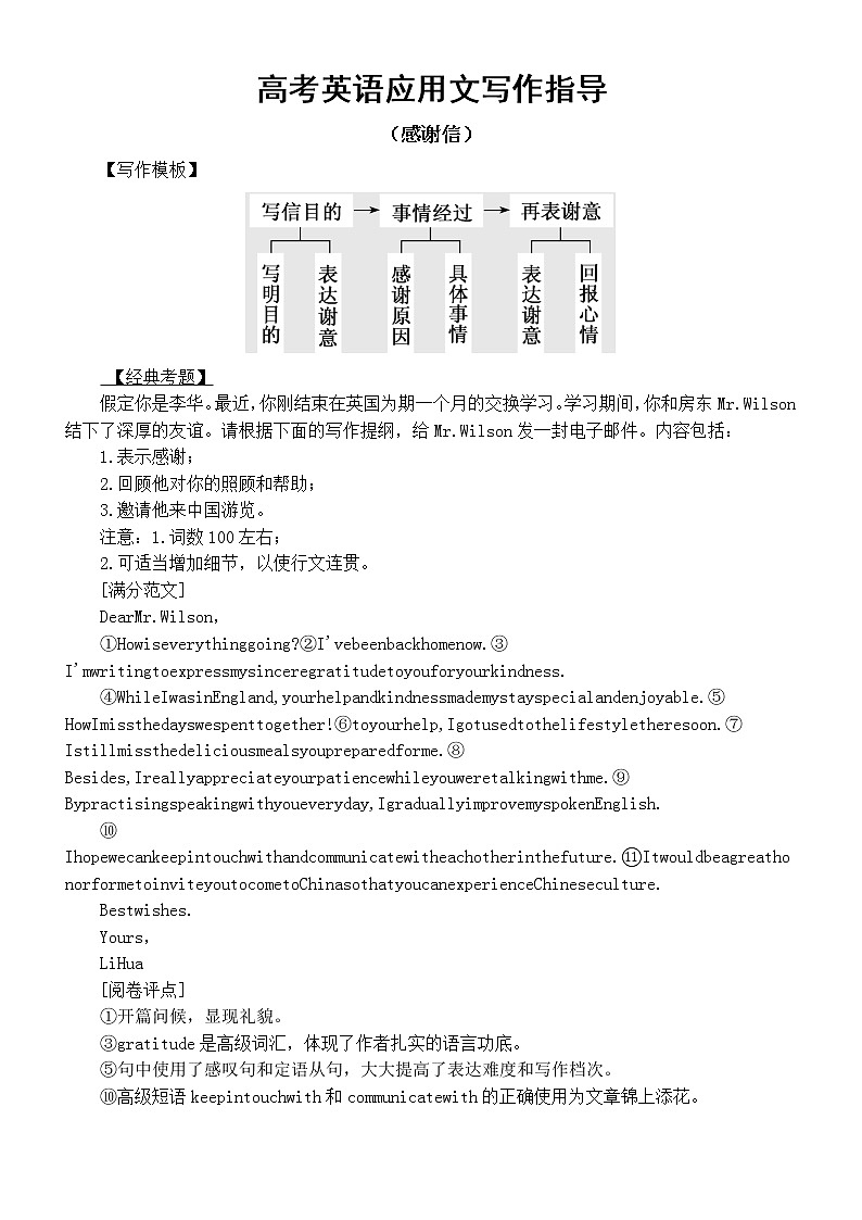 高中英语高考应用文写作分类指导（感谢信）第1页