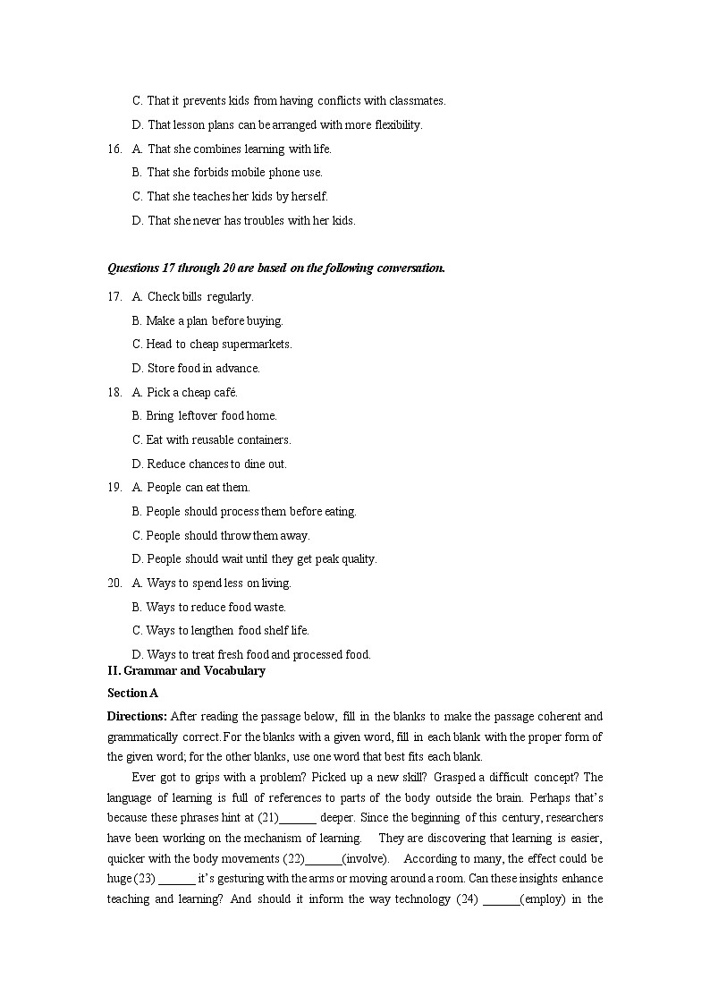 2023年上海市静安区高三二模英语试题含答案03