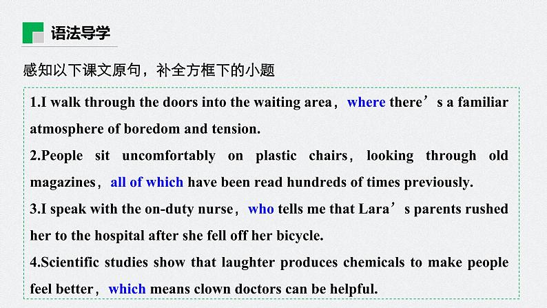 高中外研版英语新教材选修第1册课件+讲义  Unit 1 第04讲  Grammar—Non-defining attributive clauses04