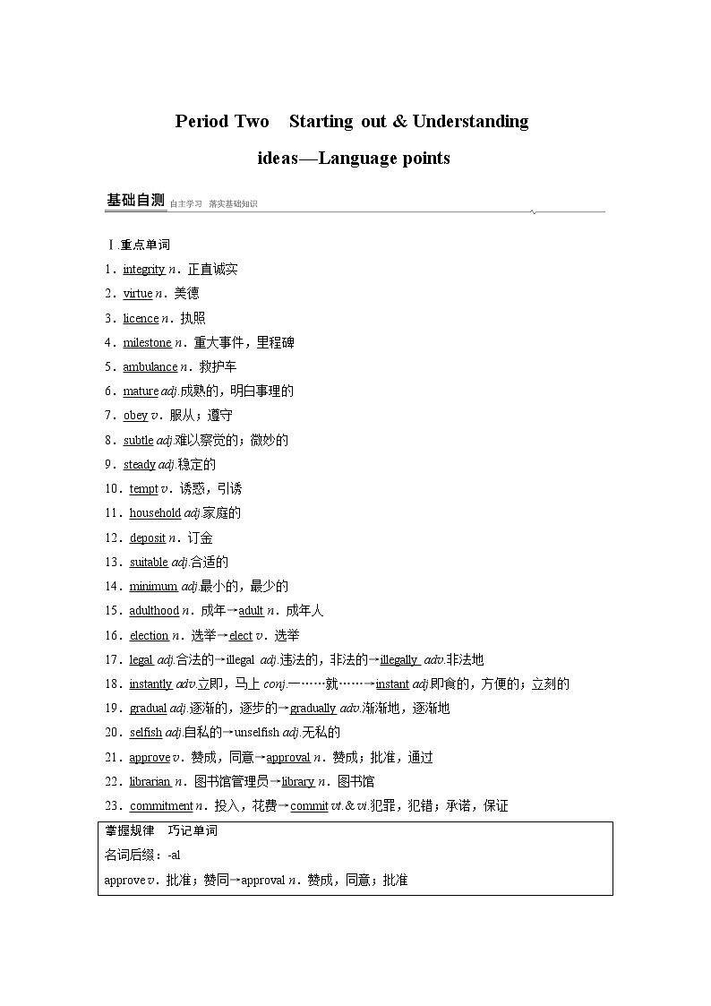 高中外研版英语新教材选修第2册课件+讲义  Unit 1 第02讲  Starting out & Understanding ideas—Language points01