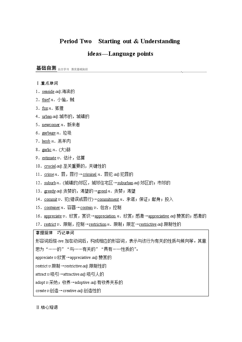 高中外研版英语新教材选修第2册课件+讲义  Unit 6 第02讲  Starting out & Understanding ideas—Language points01