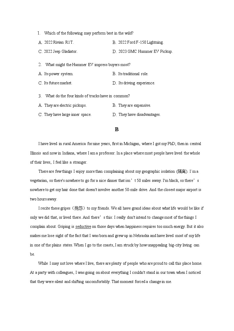 2022-2023学年河北省保定市唐县重点中学高二（下）期中英语试卷及答案解析第2页