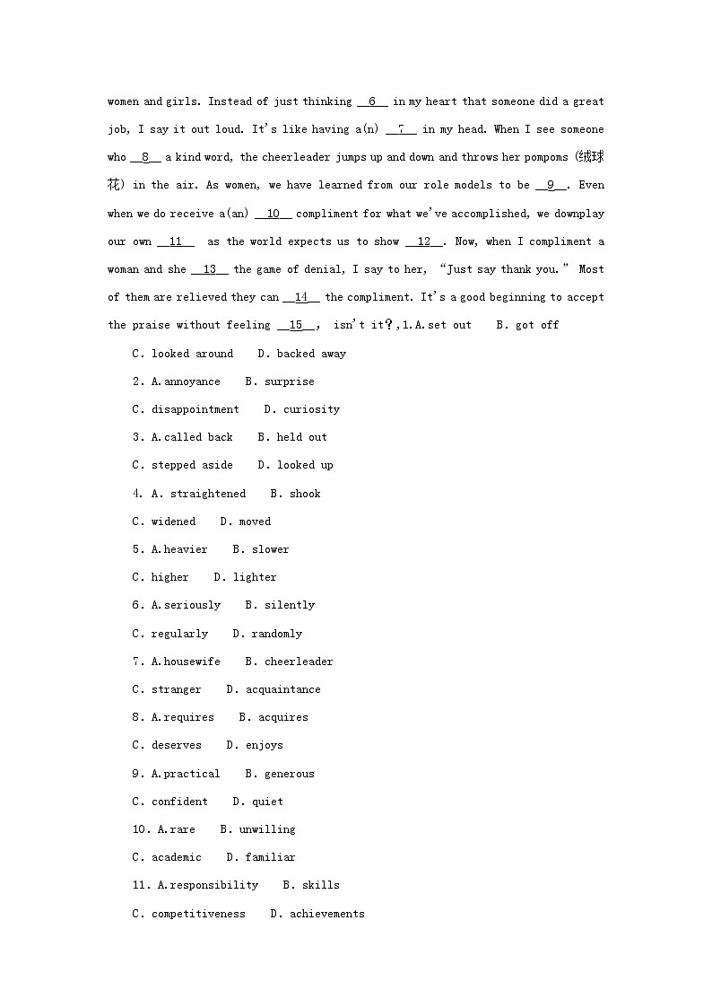 2023新教材高考英语二轮专题复习完形填空文体分类练五夹叙夹议文03