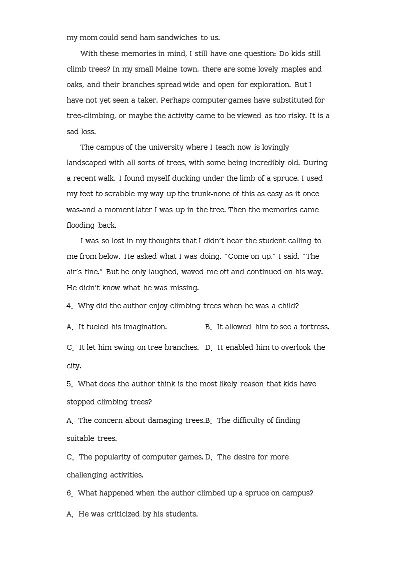 2023届江西省鹰潭市高三下学期二模英语试题（含答案）03