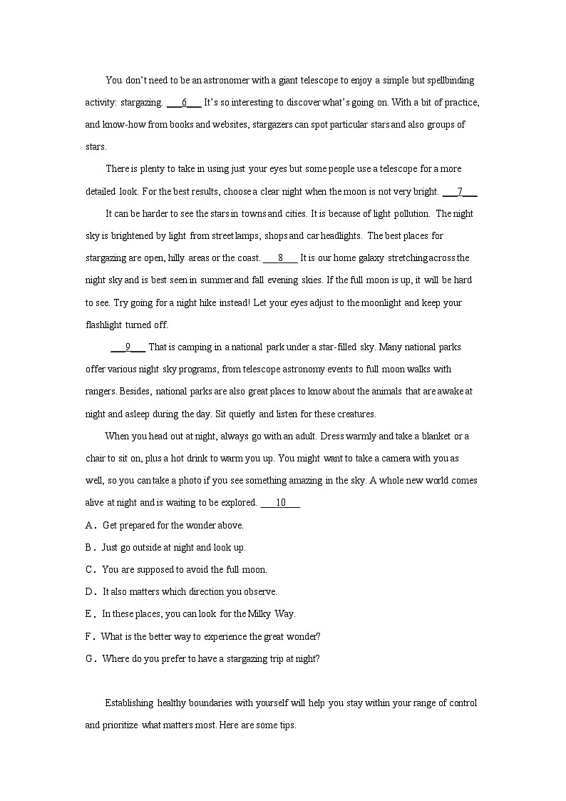 浙江高考英语七选五专项训练第2页