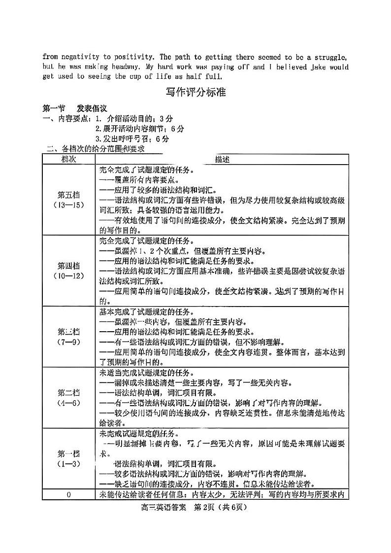 2023届福建省龙岩市高三三模英语试题及答案02