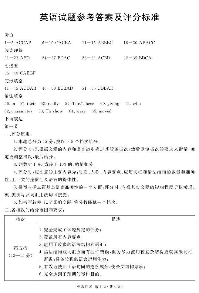 英语答案(简答)第1页