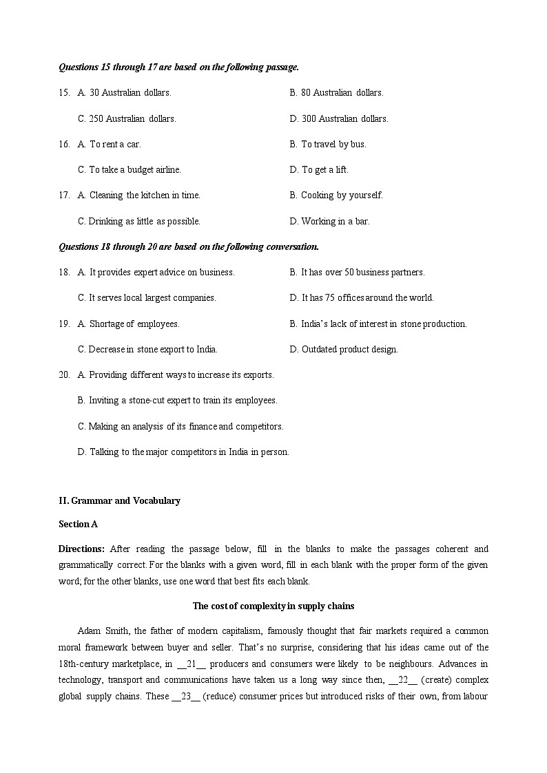2023届上海市黄浦区高三下学期二模英语试卷含答案03