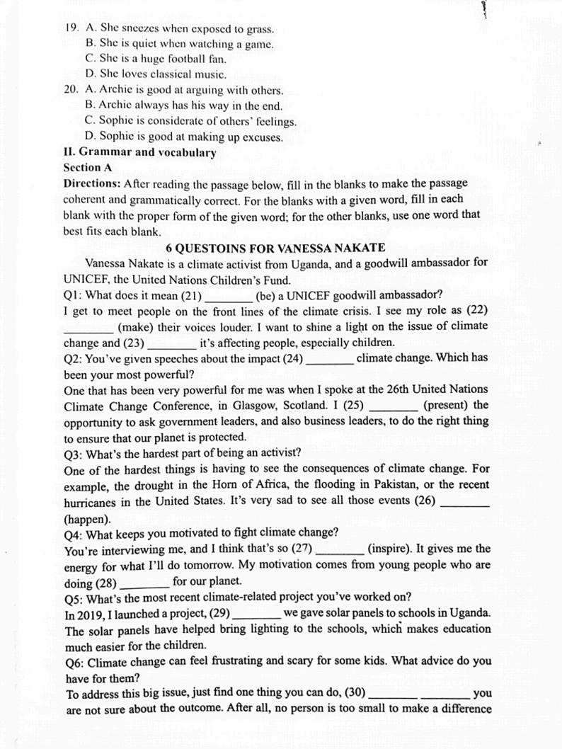 2023届上海市杨浦区高三下学期4月模拟质量调研（二模）英语试题有听力PDF版含答案03