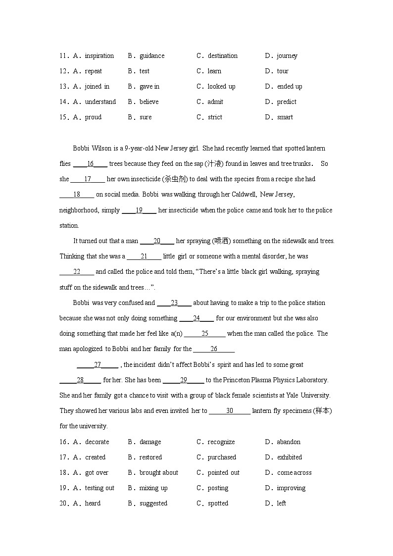 广东高考英语完形填空专项训练02