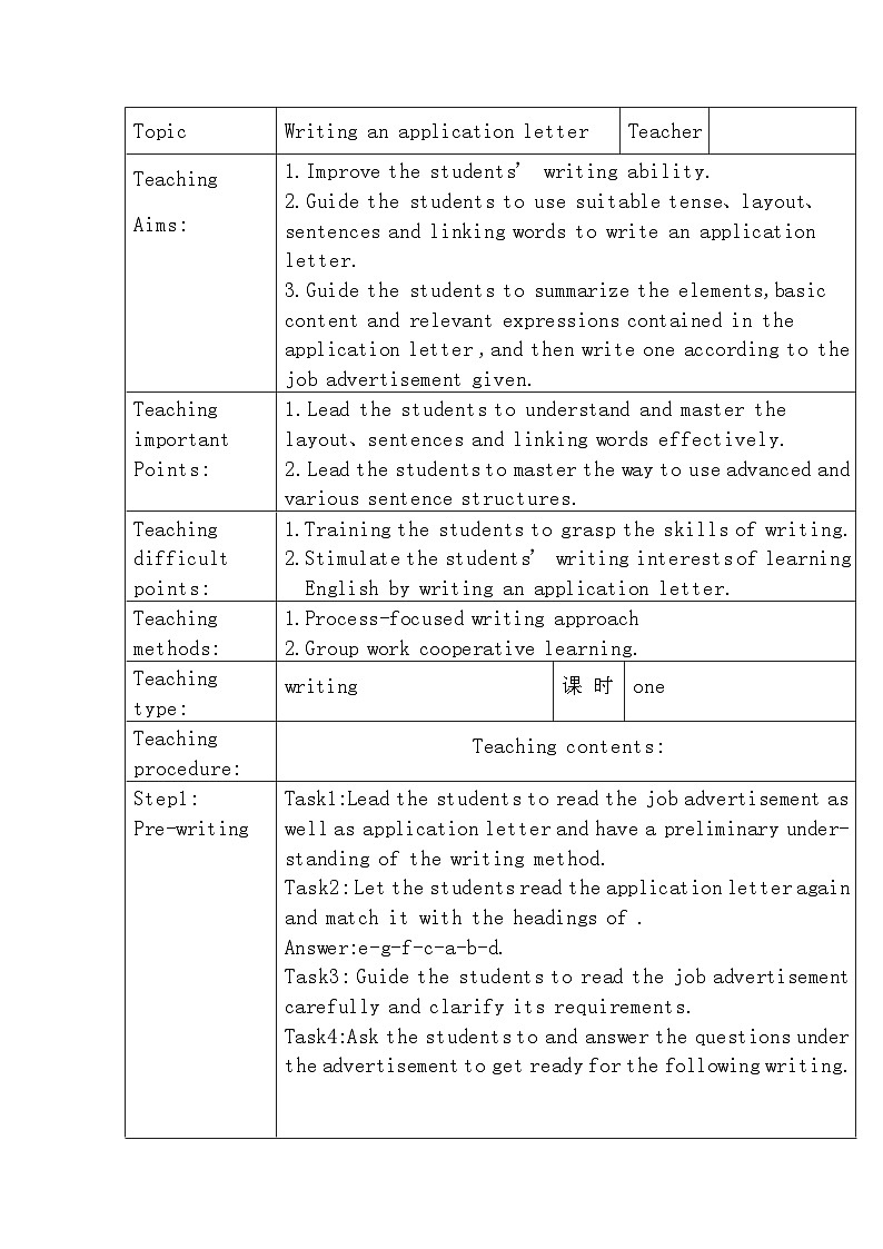 Unit1 Looking forwards Writing教案-2022-2023学年高中英语外研版（2019）选择性必修第四册01