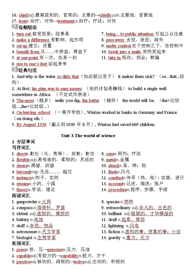 Unit1-Unit6 语言知识期末复习 知识清单 2022-2023学年外研版高中英语必修第三册第3页